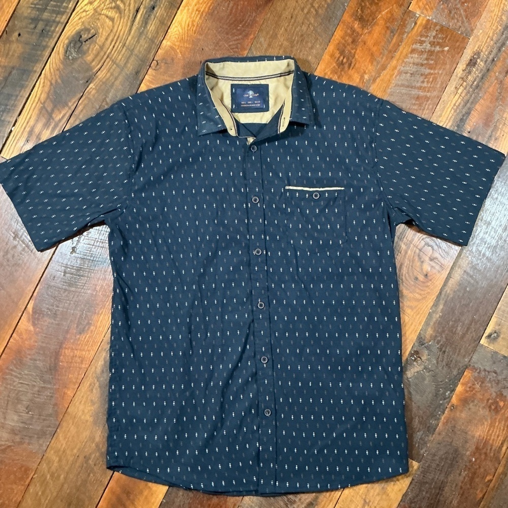 Craft + Flow Men’s Minimalist Short Sleeve Button Down Shirt Blue Size Large